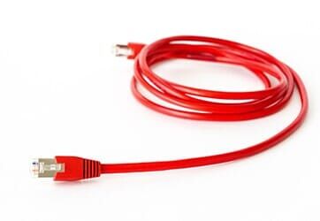 Coiled red patch cord